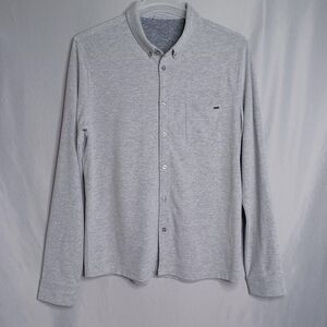 Vuori Shirt Mens Large Gray Knit Button Up Long Sleeve Performance Casual
